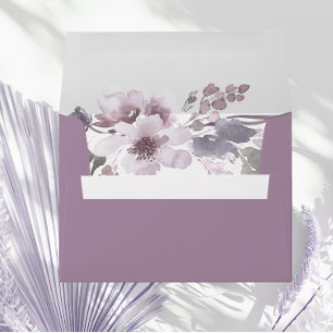 Purple Winter Floral Elegant Wedding Envelope