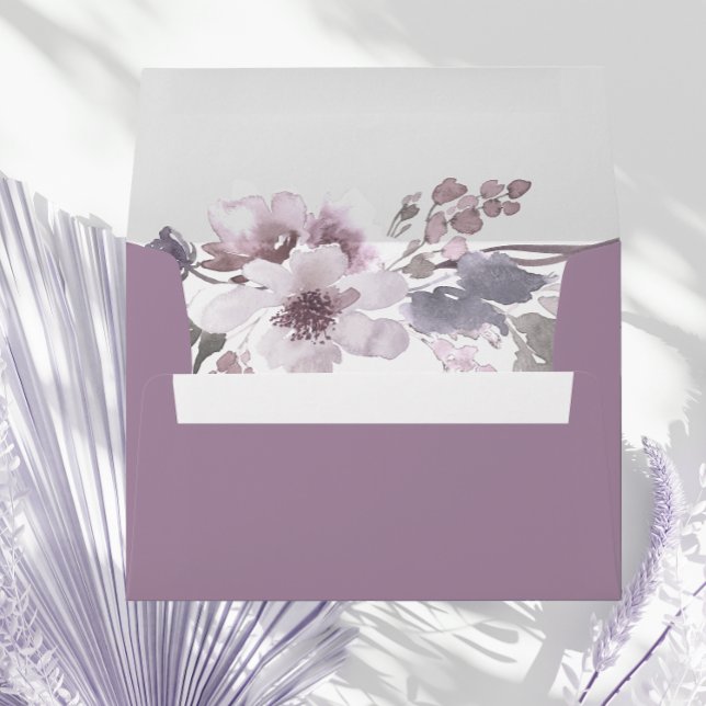 Purple Winter Floral Elegant Wedding Envelope (Creator Uploaded)