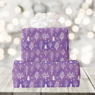 Purple Winter Forest Pattern Wrapping Paper