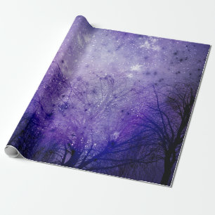 Purple Winter Forest Wrapping Paper