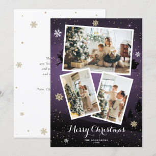 Purple Winter Holiday Merry Christmas Photo Cards