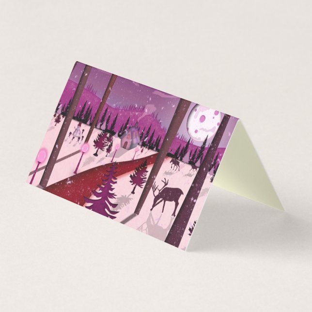 Purple Winter Scene 25 Pack Christmas Cards (Front)