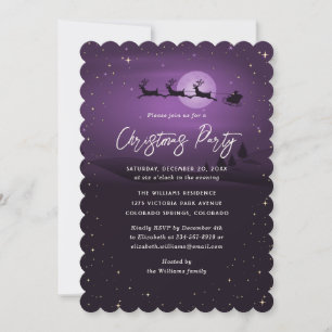 Purple Winter Scenery Christmas Party Invitation