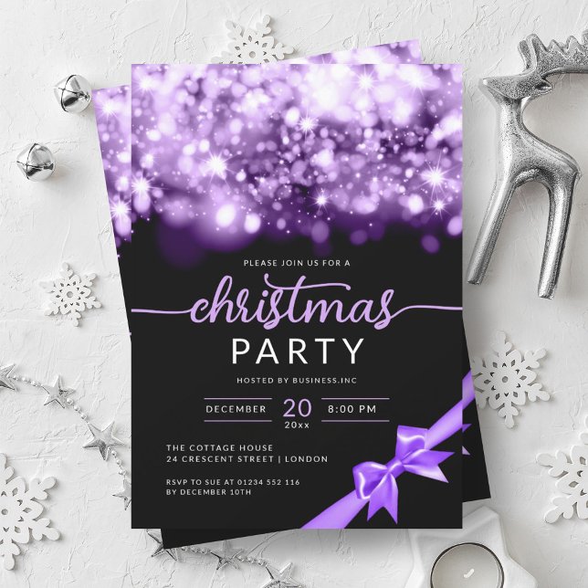 Purple Winter Sparkling Company Xmas Party  Invitation (Purple Winter Sparkling Company Xmas Party Invitation)