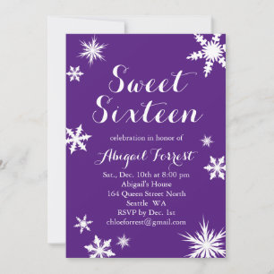 Purple Winter Sweet Sixteen Invitation