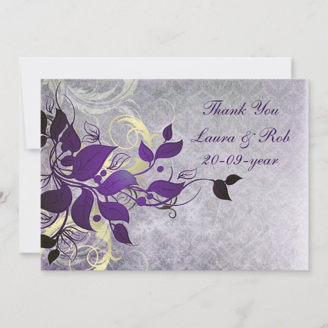 purple winter wedding Thank You Invitation (Front)