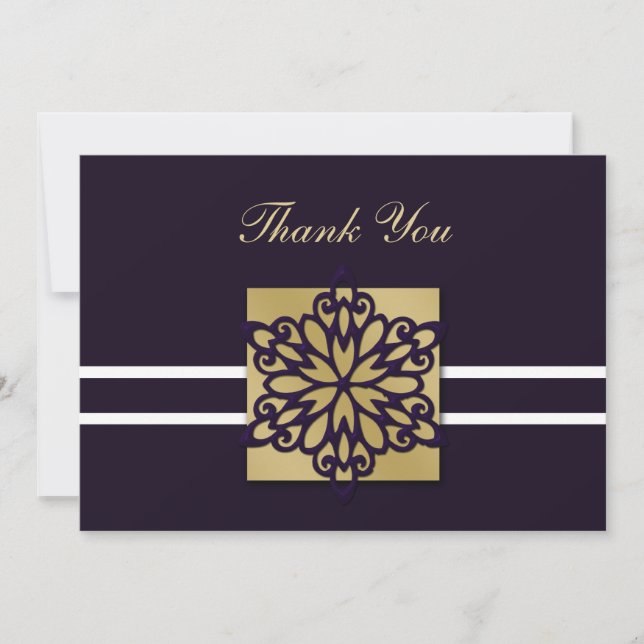 purple winter wedding Thank You Invitation (Front)
