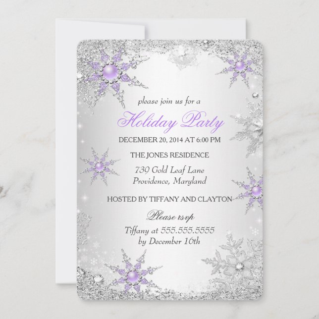 Purple Winter Wonderland Christmas Holiday Party 4 Invitation (Front)