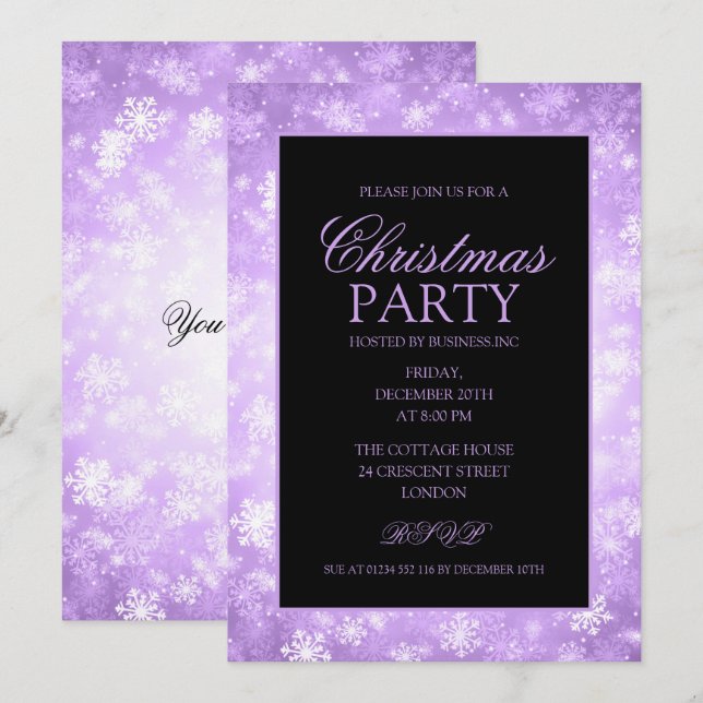 Purple Winter Wonderland Christmas Holiday Party Invitation (Front/Back)