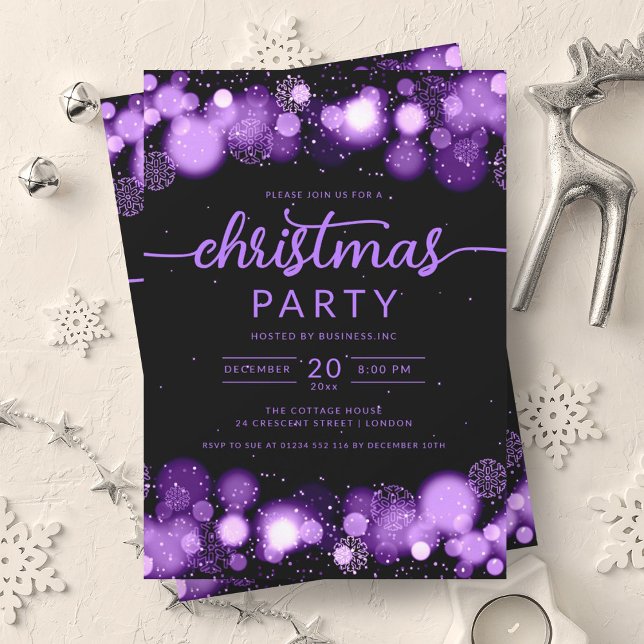 Purple Winter Wonderland Company Christmas Party Invitation (Purple Winter Wonderland Company Christmas Party Invitation)