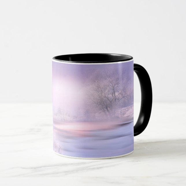 Purple Winter Wonderland Snowfall and Ice Landscap Mug (Front Right)