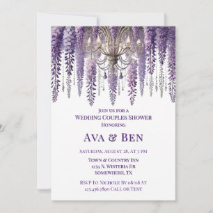 Purple Wisteria Chandelier Wedding Couples Shower Invitation