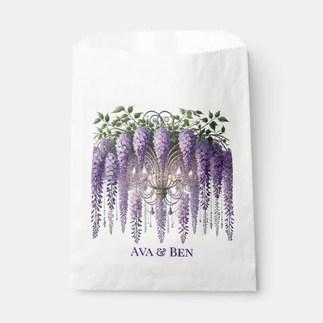 Purple Wisteria Chandelier Wedding Favour Bags (Front)