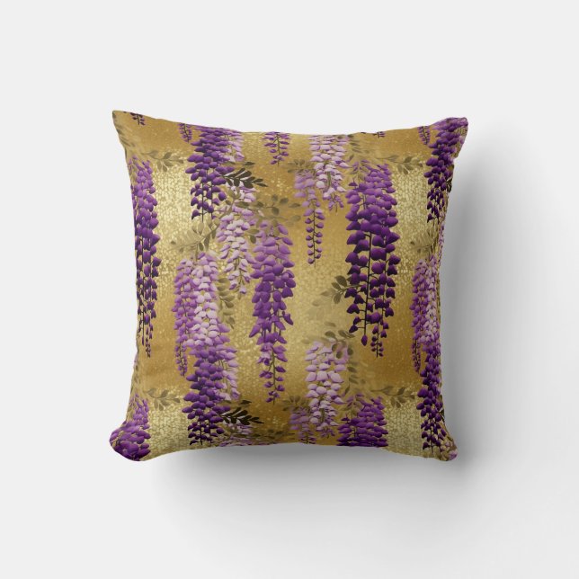 Purple Wisteria Chiyogami Cushion (Front)
