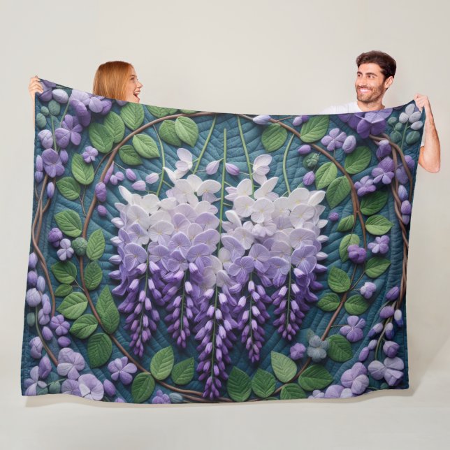 Purple Wisteria Design Fleece Blanket (In Situ)