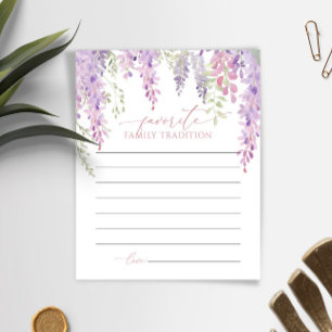 Purple Wisteria Family Traditions Baby Shower Card