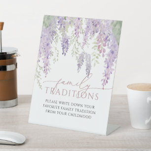 Purple Wisteria Favorite Family Traditions Game Pedestal Sign