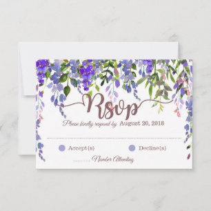Purple Wisteria Floral Drop RSVP Card