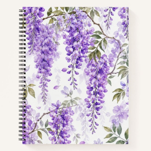 Purple Wisteria Floral Notebook (Front)