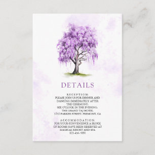Purple Wisteria Floral Tree Wedding Details Enclosure Card
