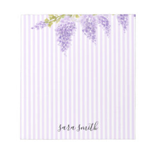 Purple Wisteria Flower Custom Wedding Stripe Notepad