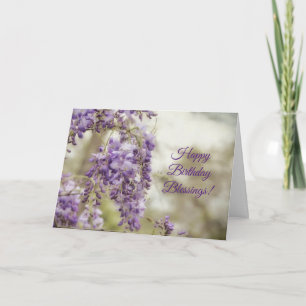 Purple Wisteria Flowers Faith Birthday Card