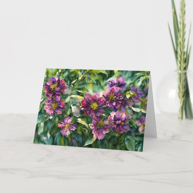 Purple Wisteria Flowers Garden Art Note Card (Front)