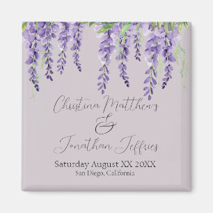 Purple Wisteria Flowers on Elegant Lavender Magnet