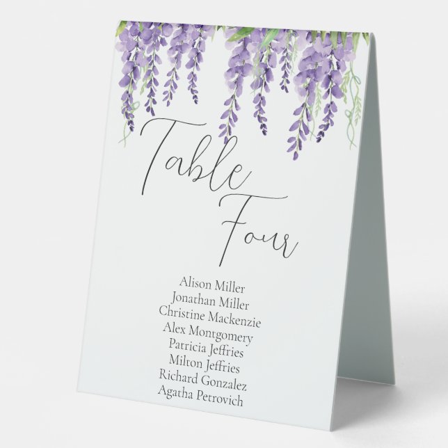 Purple Wisteria Flowers on White Elegant (Front)