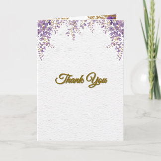 👉 Purple Wisteria Gold Floral Monogram Wedding En Card