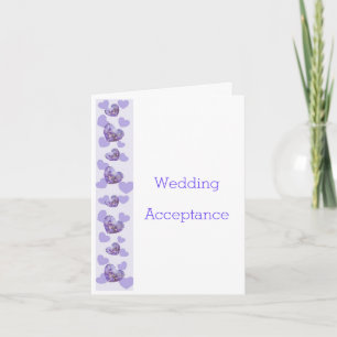 Purple Wisteria Heart Design Wedding Acceptance Thank You Card