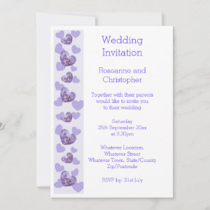 Purple Wisteria Heart Design Wedding Invitation