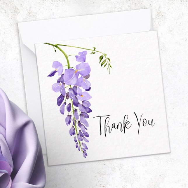 Purple Wisteria Illustrated Thank You Note Card (Creator Uploaded)