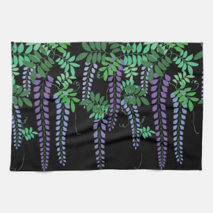 Purple Wisteria Japanese Floral Kimono Tea Towel