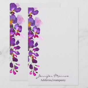 Purple wisteria personalised stationery