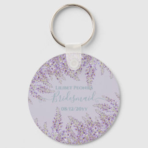 Purple Wisteria Sage Floral Garden Wedding Key Ring