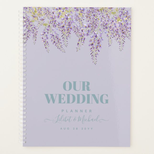 Purple Wisteria Sage Floral Garden Wedding Planner (Front)