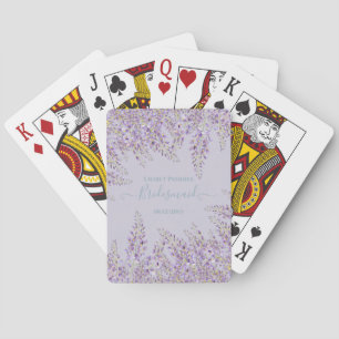 Purple Wisteria Sage Floral Garden Wedding Playing Cards