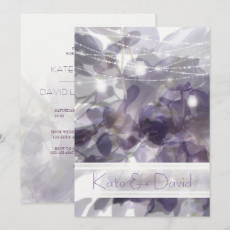 ©Purple Wisteria String Lights Mason Jars Wedding Invitation