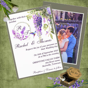 Purple Wisteria Themed Wedding Invitation