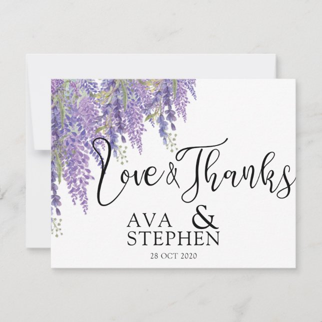 Purple Wisteria tree Wedding Thank you (Front)