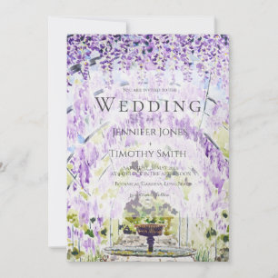 purple wisteria tunnel wedding invitation