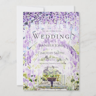 purple wisteria tunnel  wedding invitation 