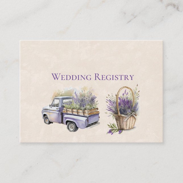 Purple Wisteria Vintage Truck Wedding Registry Enclosure Card (Front)