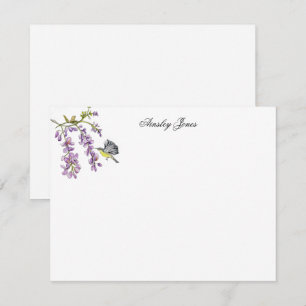 Purple Wisteria watercolor floral flat Thank You Card