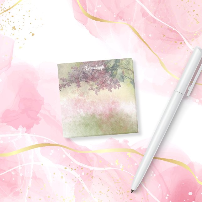 Purple Wisteria Watercolor Mix Monogram Post-it Notes (Creator Uploaded)