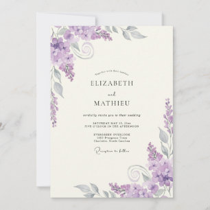 Purple Wisteria Wedding Invitation