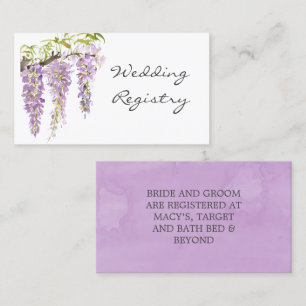 Purple Wisteria Wedding Registry Enclosure Card