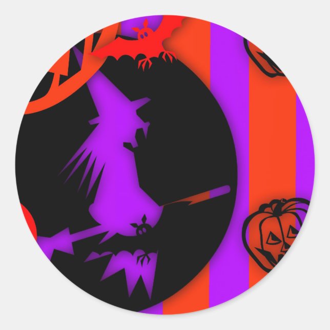 Purple witch 03 Halloween round Sticker (Front)