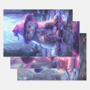 Purple Witch Cats Decoupage Wrapping Paper Sheet